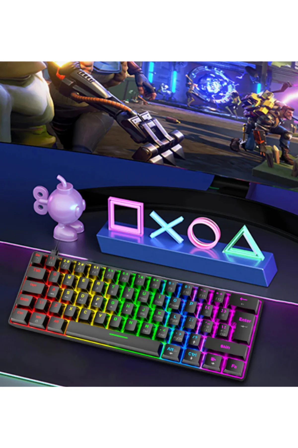 T60 Kırmızı Switch Mekanik Siyah Rgb Klavye Kablolu Gaming Oyuncu Klavyesi T60 Mini Q Klavye Uyumlu